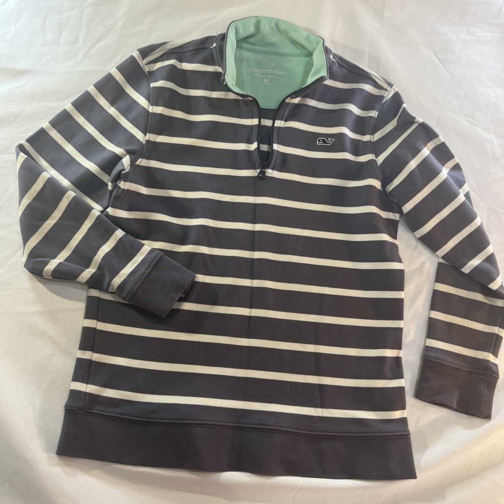 Vineyard‎ Vines Nautical Medium 12-14 Gray 1/4 zip pullover top Sweater warm 475